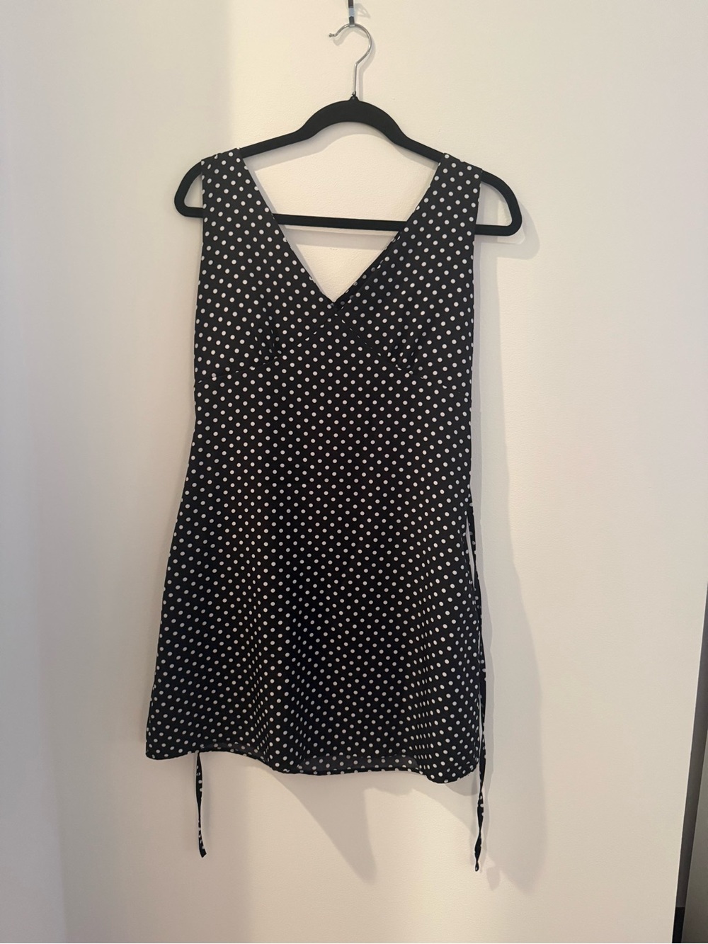 Black and White Polka Dot V-Neck Women’s Dress